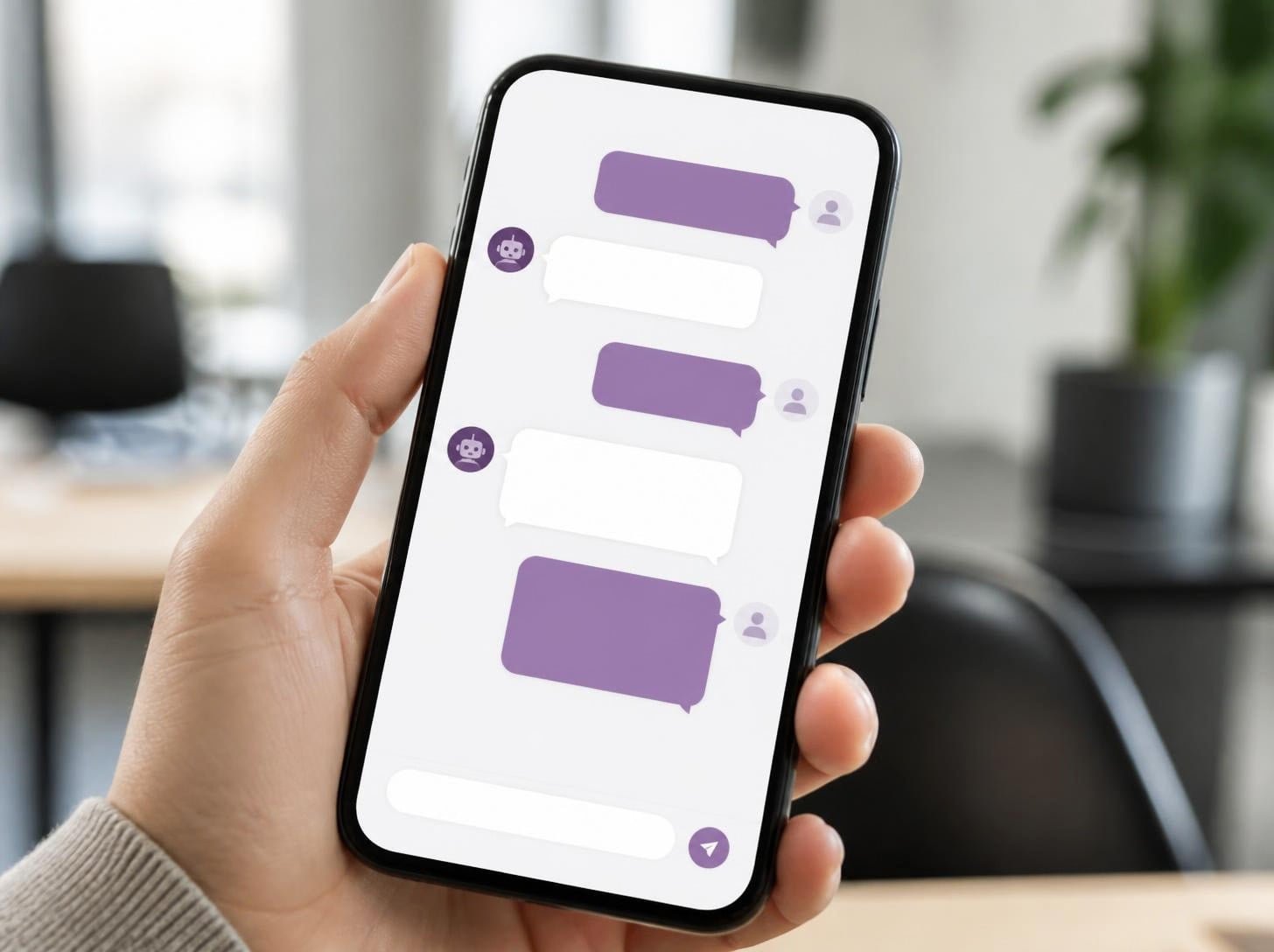 Celular con conversación con un agente de inteligencia artificial